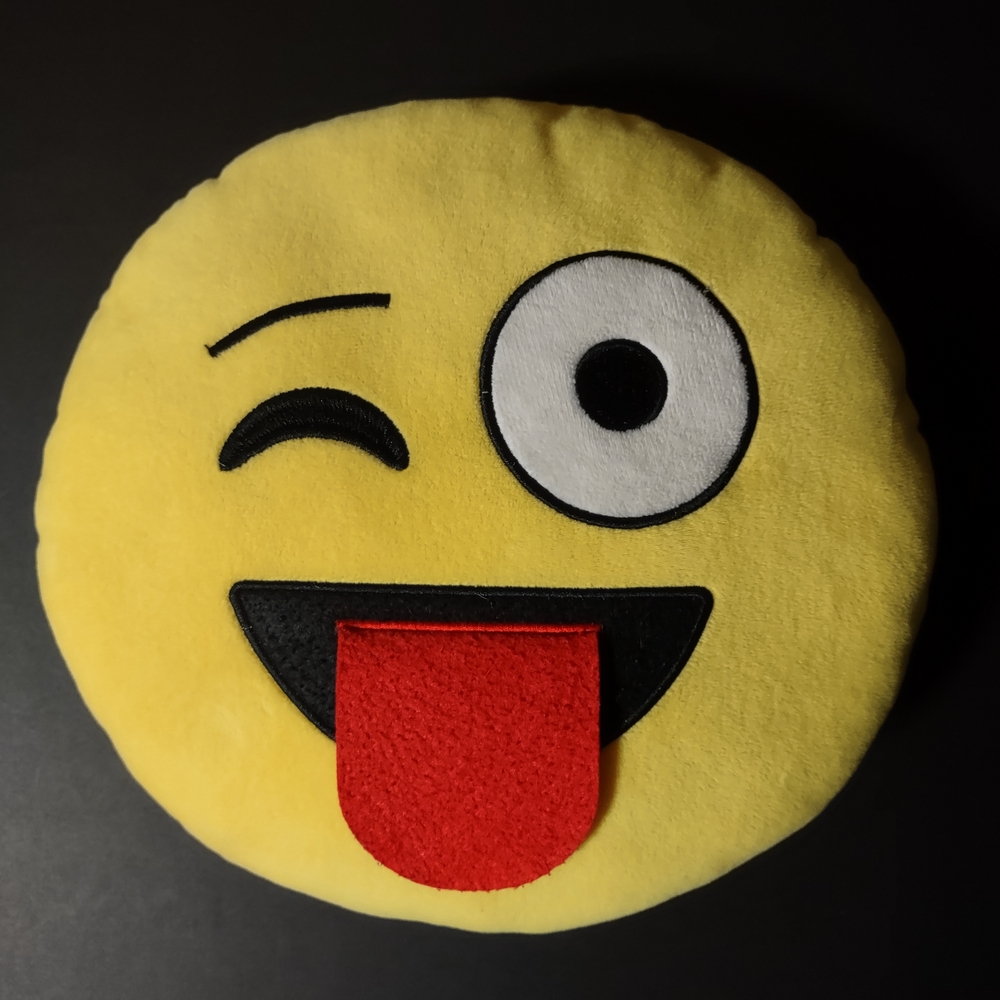 Emoji Winking Face Pillow Yellow 11" Diameter